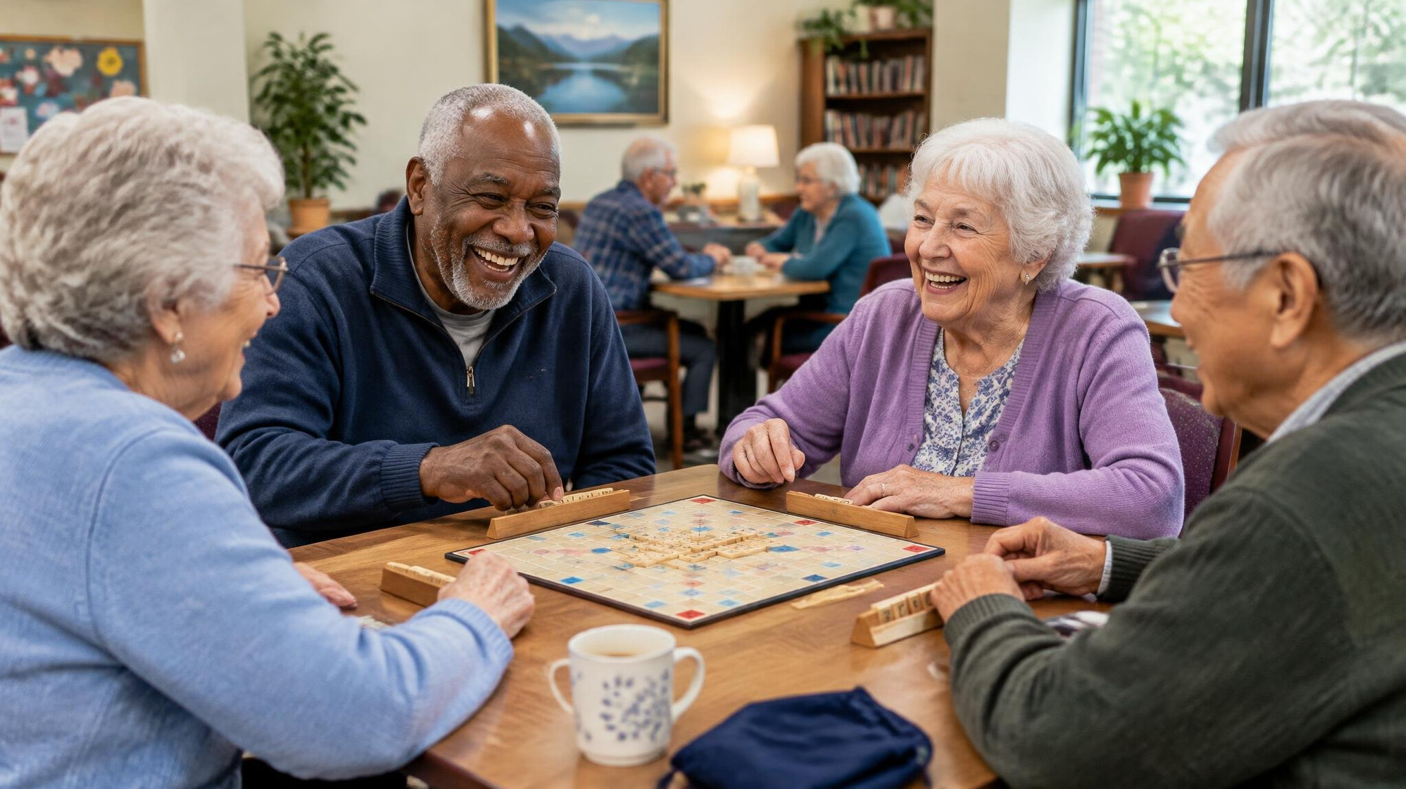 seniors playing board games
