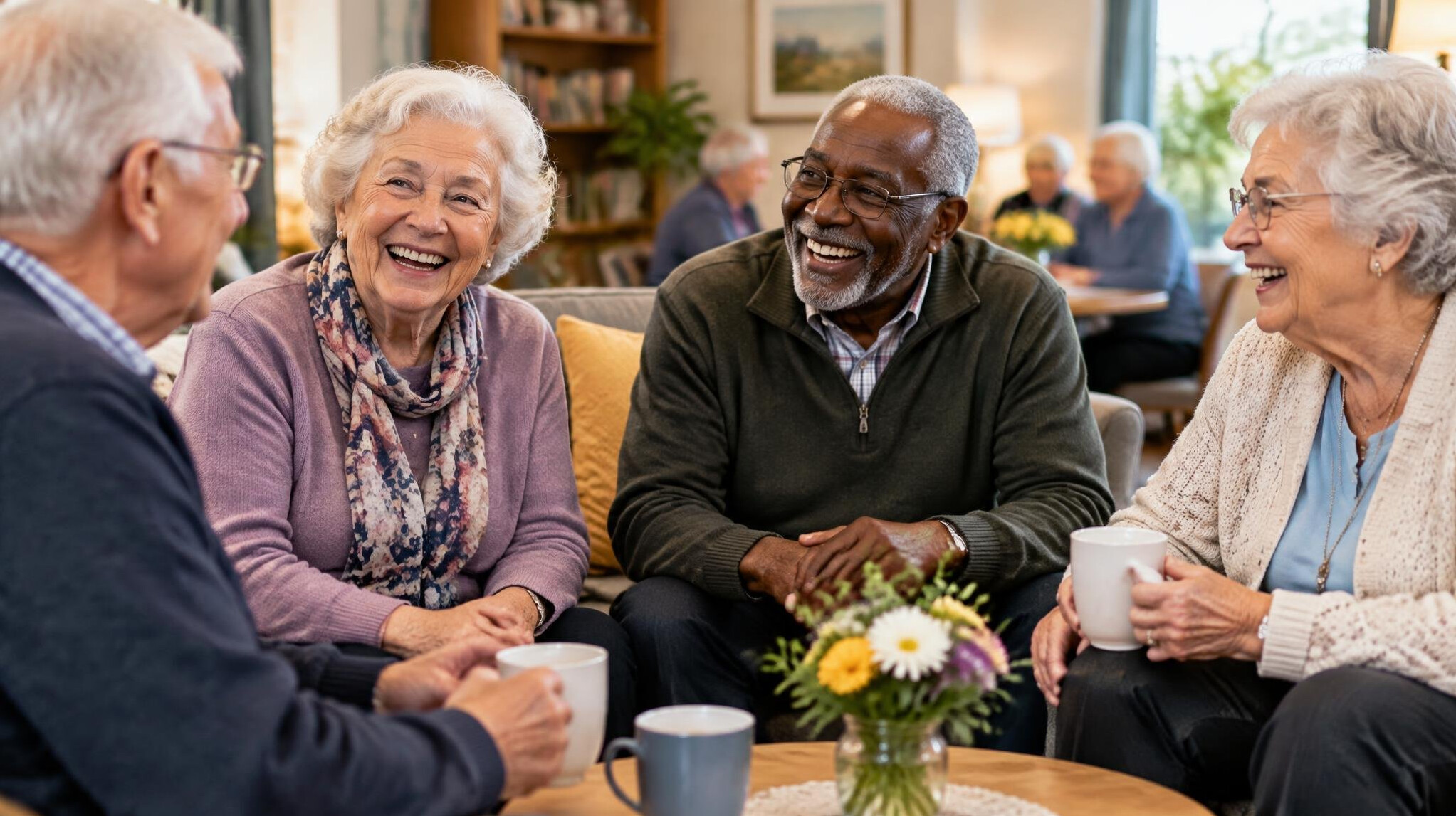 group of seniors socializing