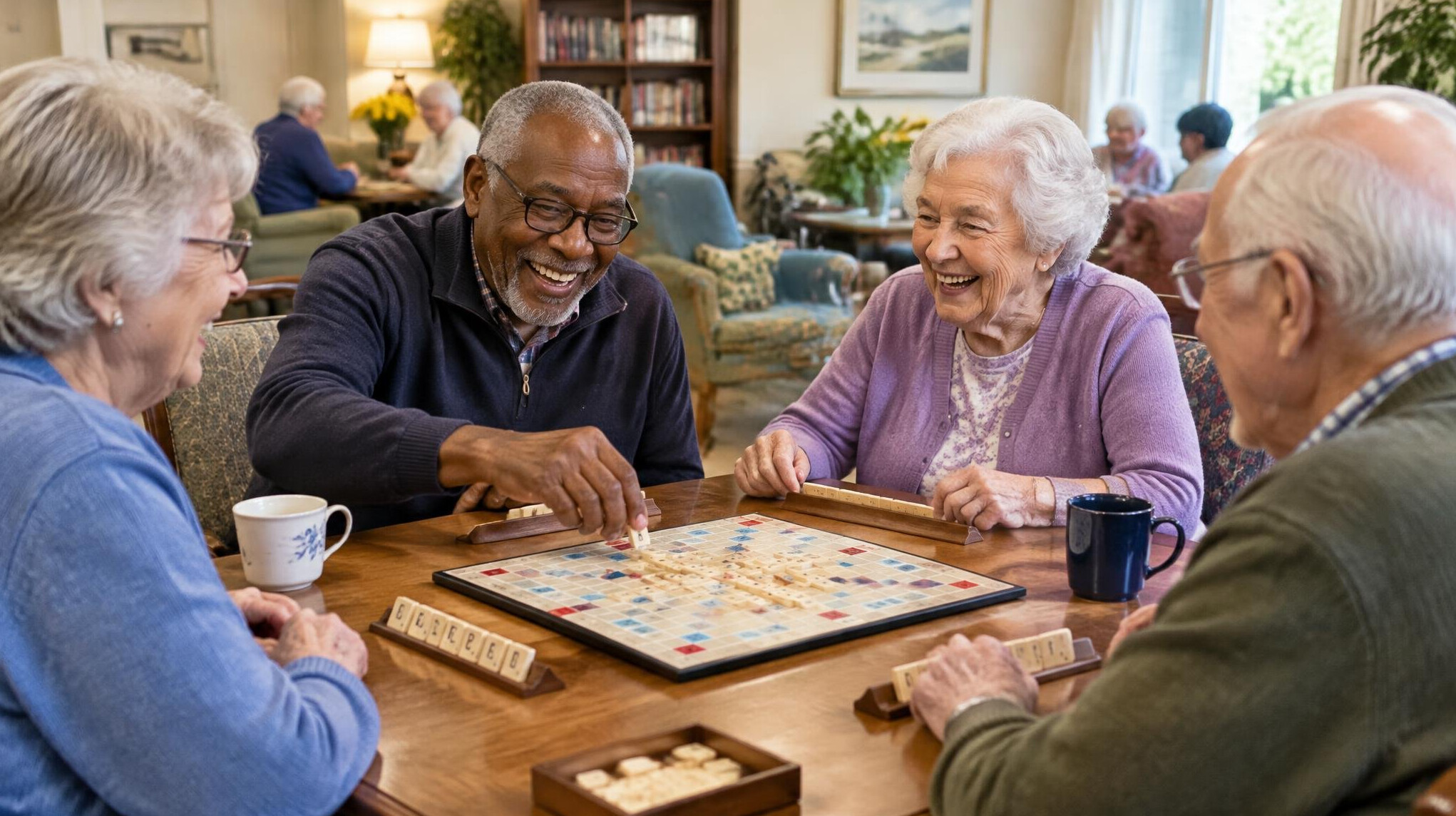 seniors playing board games